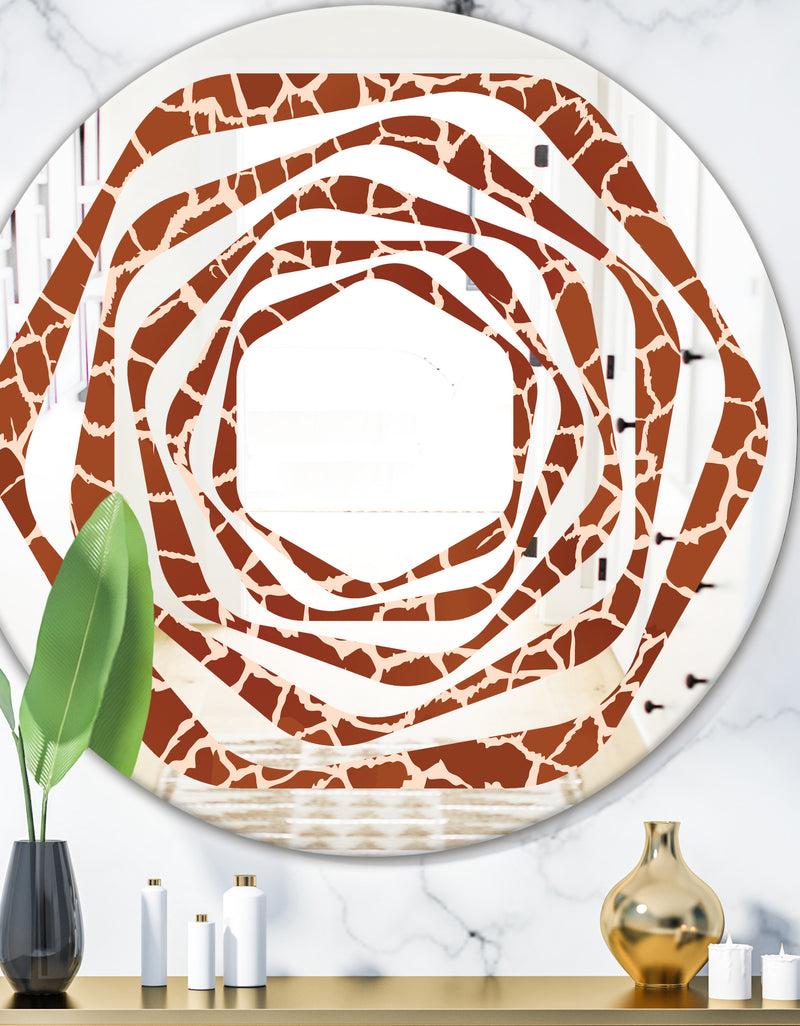 DesignQ Leopard Fur Safari I - Modern Round or Oval Wall Mirror - Whirl