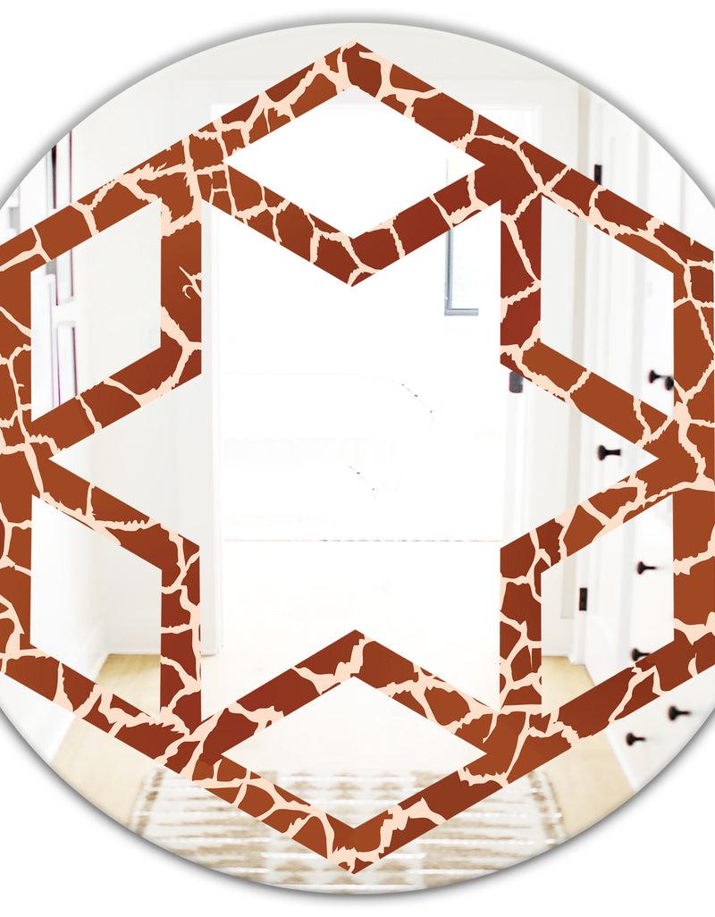 DesignQ Leopard Fur Safari I - Modern Round Or Oval Wall Mirror - Hexagon Star