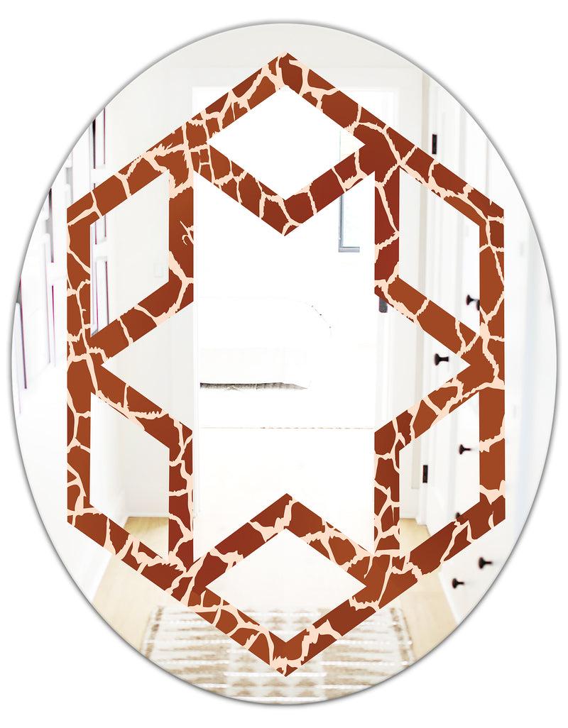 DesignQ Leopard Fur Safari I - Modern Round Or Oval Wall Mirror - Hexagon Star