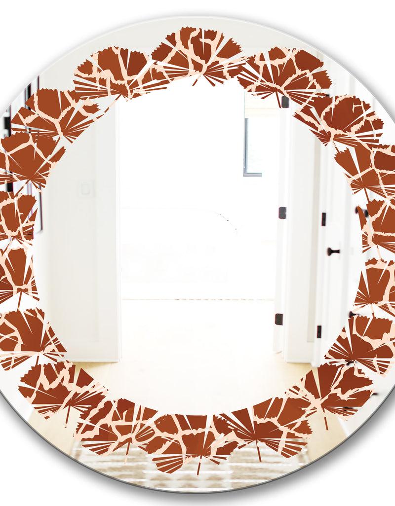 DesignQ Leopard Fur Safari I - Modern Round Or Oval Wall Mirror - Leaves