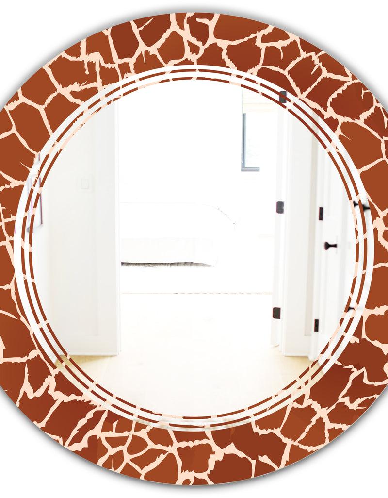 DesignQ Leopard Fur Safari I - Modern Round Or Oval Wall Mirror - Triple C