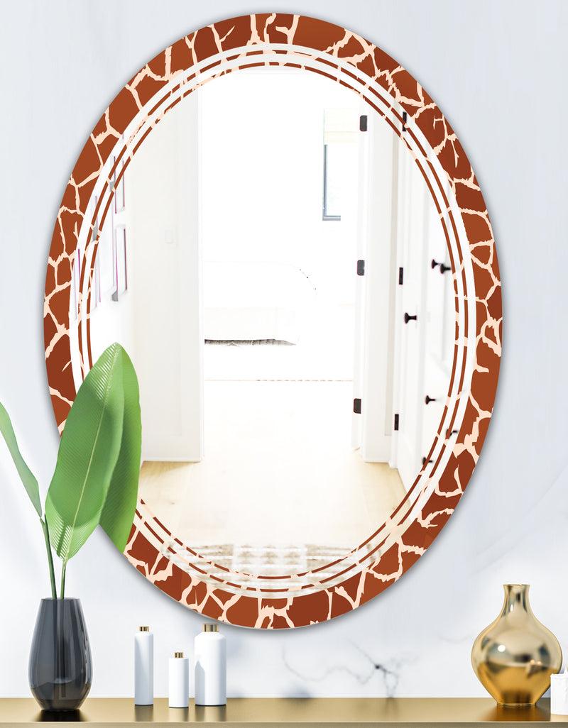DesignQ Leopard Fur Safari I - Modern Round Or Oval Wall Mirror - Triple C