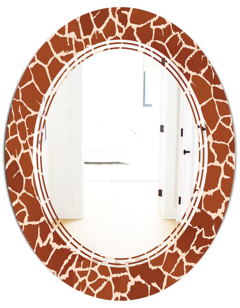DesignQ Leopard Fur Safari I - Modern Round Or Oval Wall Mirror - Triple C