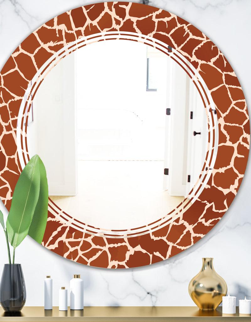 DesignQ Leopard Fur Safari I - Modern Round or Oval Wall Mirror - Triple C