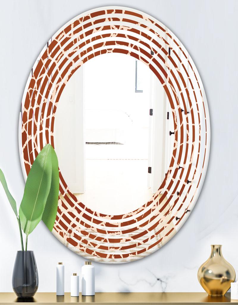 DesignQ Leopard Fur Safari I - Modern Round Or Oval Wall Mirror - Wave