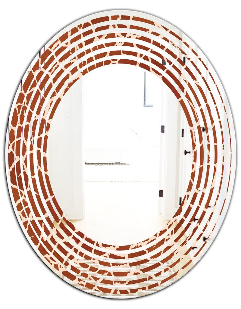 DesignQ Leopard Fur Safari I - Modern Round Or Oval Wall Mirror - Wave