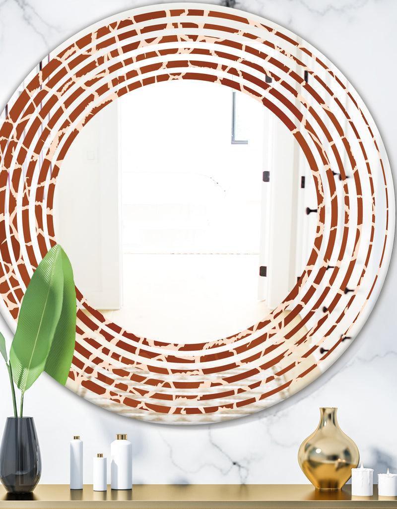DesignQ Leopard Fur Safari I - Modern Round or Oval Wall Mirror - Wave