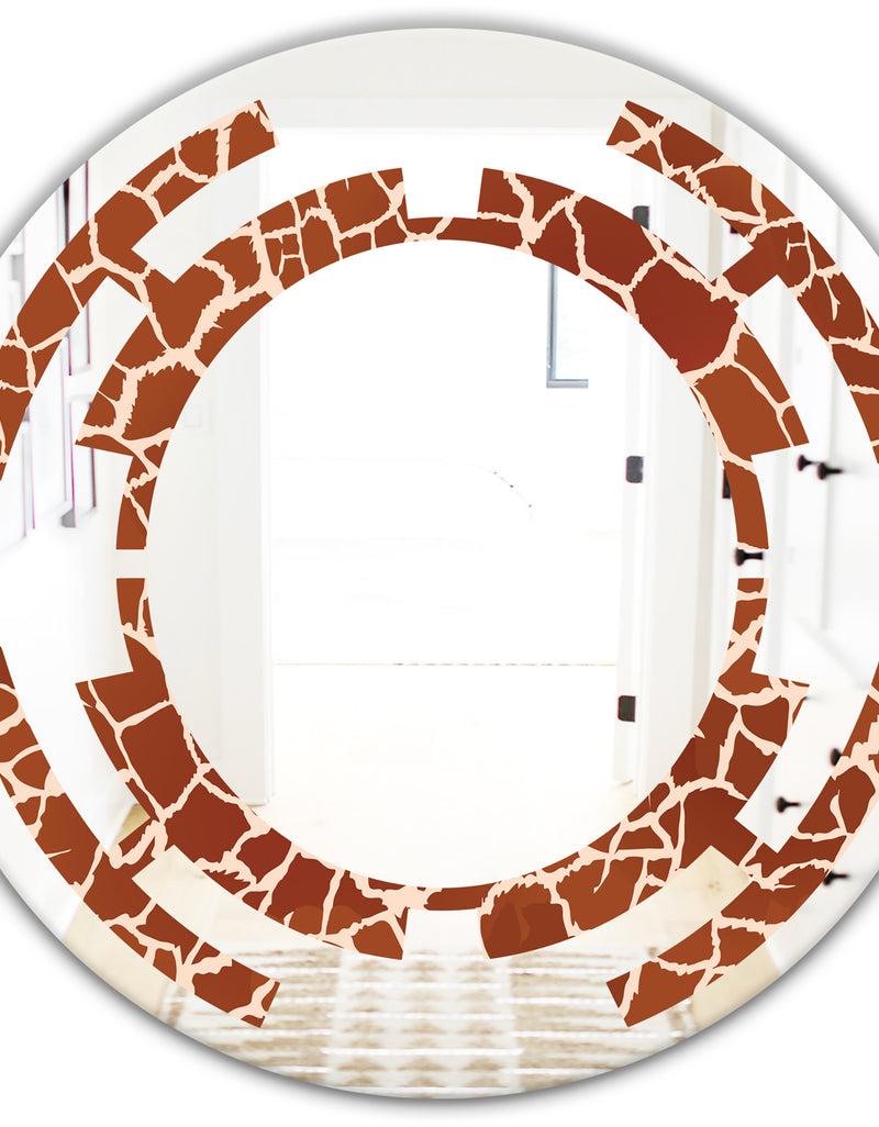 DesignQ Leopard Fur Safari I - Modern Round Or Oval Wall Mirror - Space