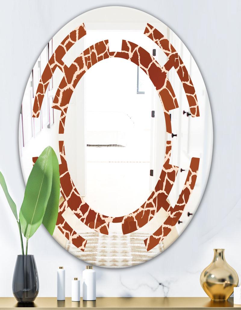 DesignQ Leopard Fur Safari I - Modern Round Or Oval Wall Mirror - Space