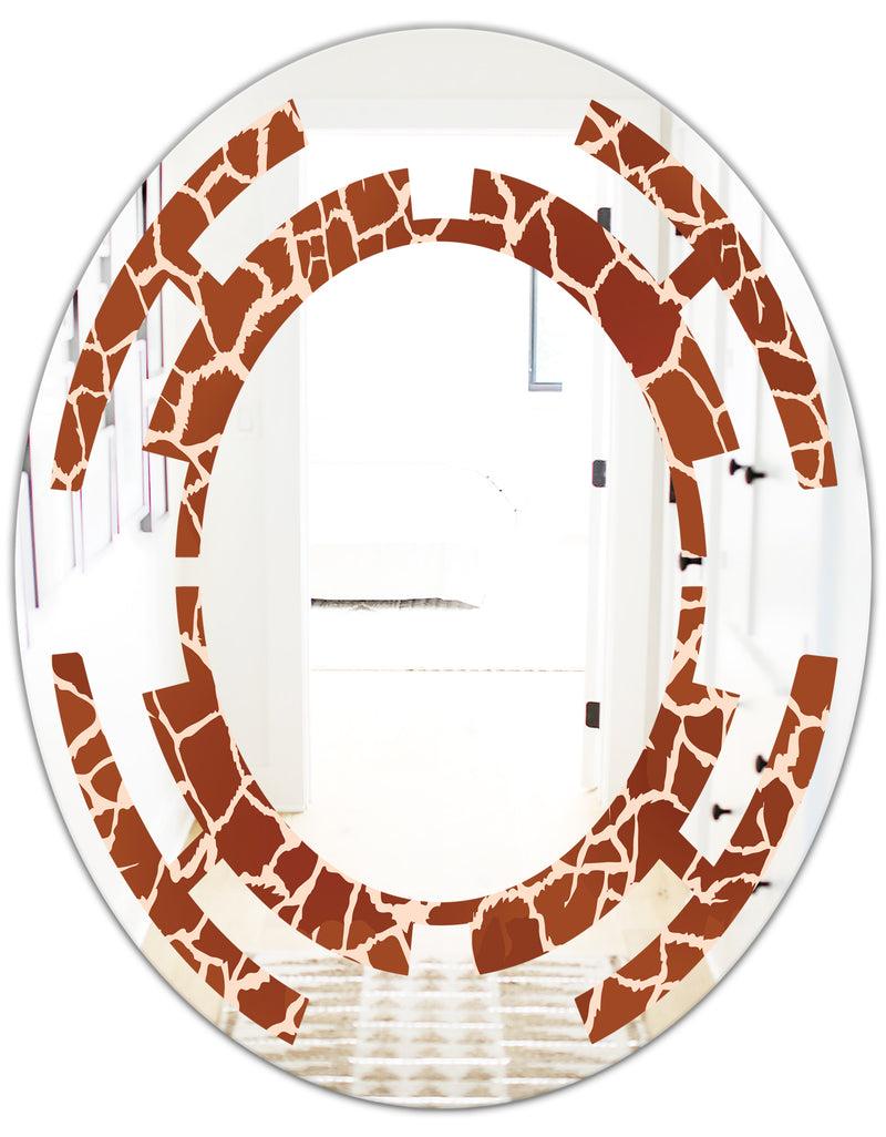 DesignQ Leopard Fur Safari I - Modern Round Or Oval Wall Mirror - Space