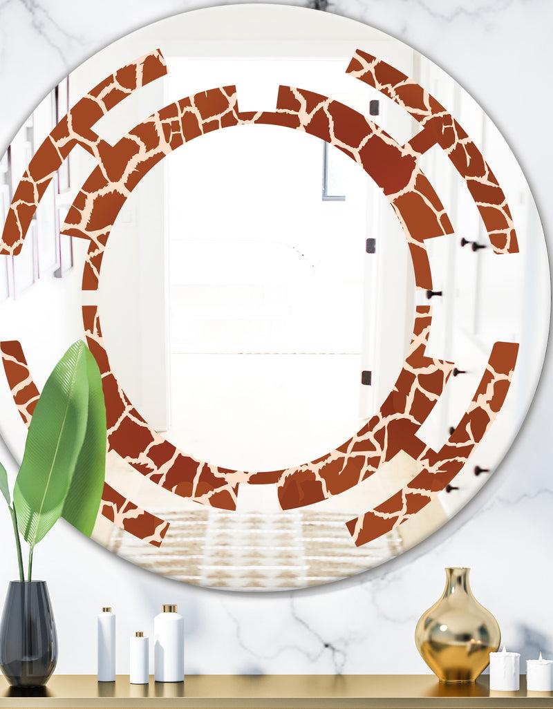 DesignQ Leopard Fur Safari I - Modern Round or Oval Wall Mirror - Space
