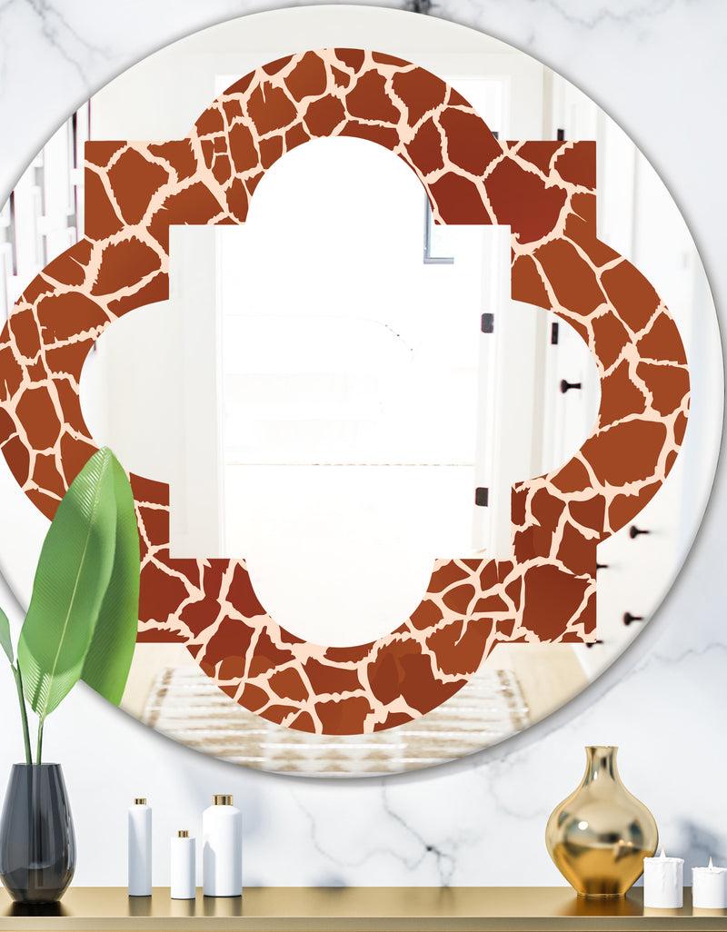 DesignQ Leopard Fur Safari I - Modern Round or Oval Wall Mirror - Quatrefoil
