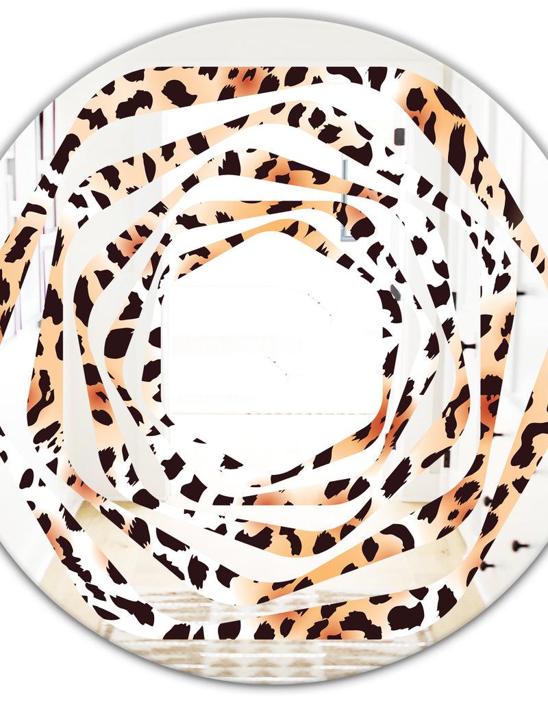 DesignQ Leopard Fur Safari II - Modern Round Or Oval Wall Mirror - Whirl