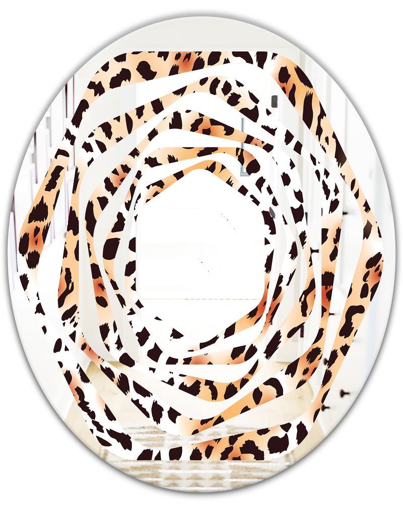 DesignQ Leopard Fur Safari II - Modern Round Or Oval Wall Mirror - Whirl