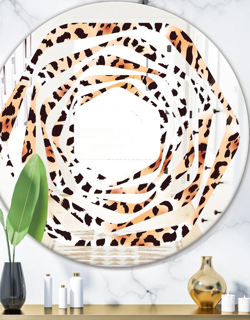 DesignQ Leopard Fur Safari II - Modern Round or Oval Wall Mirror - Whirl