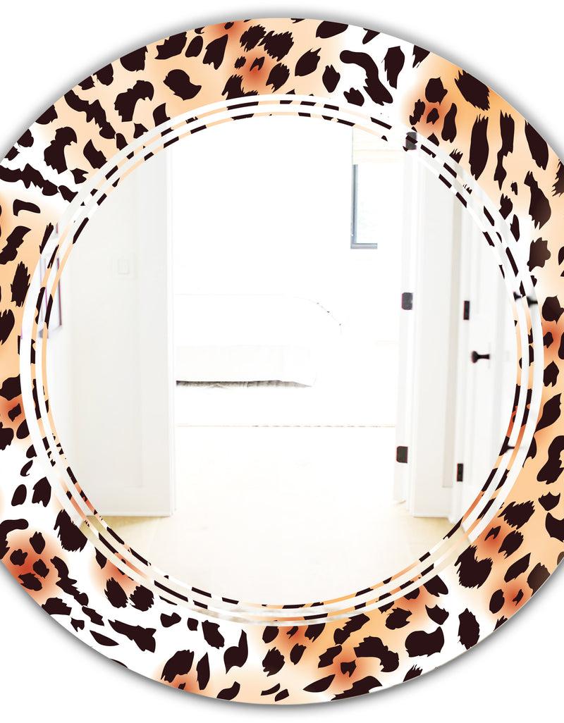 DesignQ Leopard Fur Safari II - Modern Round Or Oval Wall Mirror - Triple C