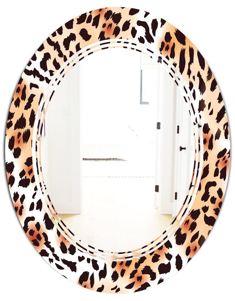 DesignQ Leopard Fur Safari II - Modern Round Or Oval Wall Mirror - Triple C