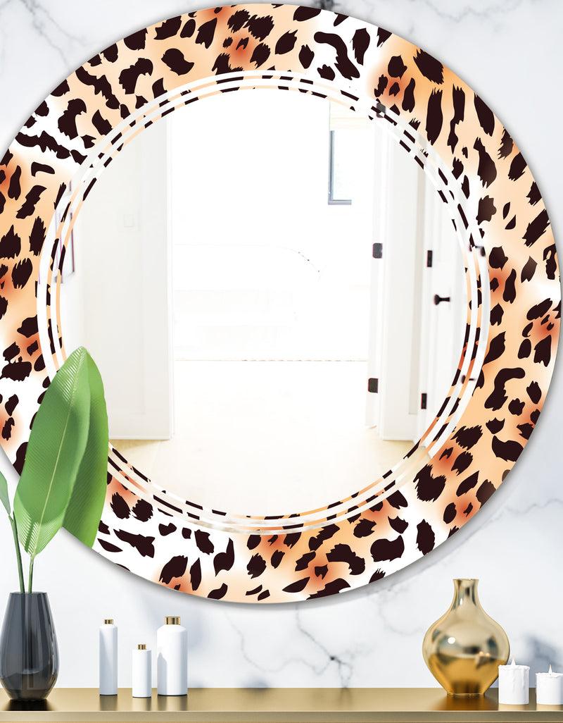 DesignQ Leopard Fur Safari II - Modern Round or Oval Wall Mirror - Triple C