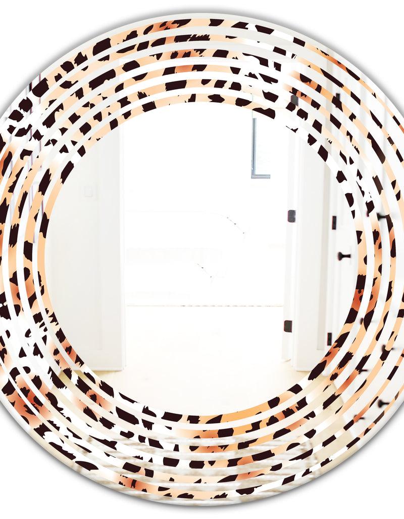 DesignQ Leopard Fur Safari II - Modern Round Or Oval Wall Mirror - Wave