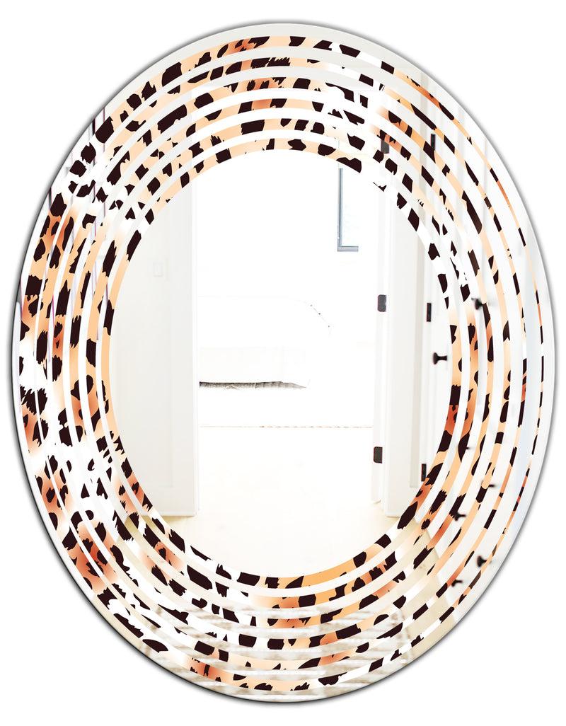 DesignQ Leopard Fur Safari II - Modern Round Or Oval Wall Mirror - Wave