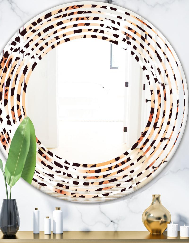 DesignQ Leopard Fur Safari II - Modern Round or Oval Wall Mirror - Wave