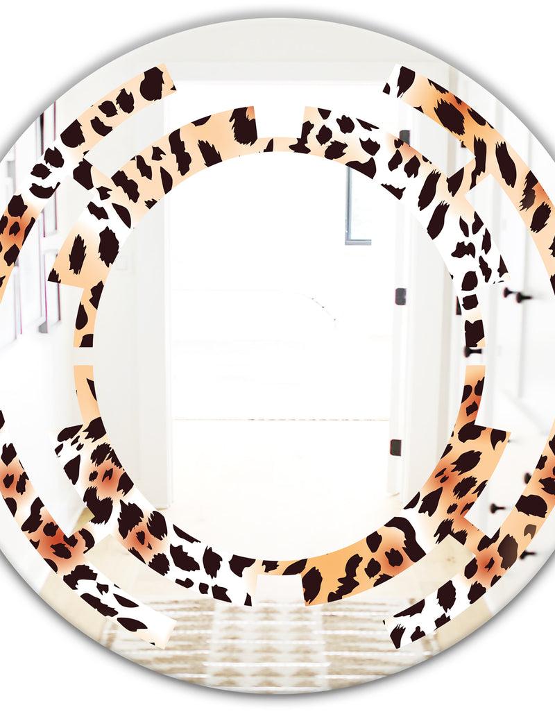 DesignQ Leopard Fur Safari II - Modern Round Or Oval Wall Mirror - Space