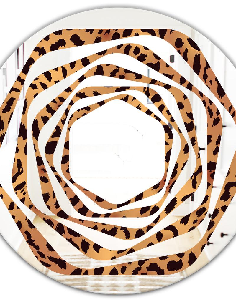 DesignQ Leopard Fur Safari III - Modern Round Or Oval Wall Mirror - Whirl