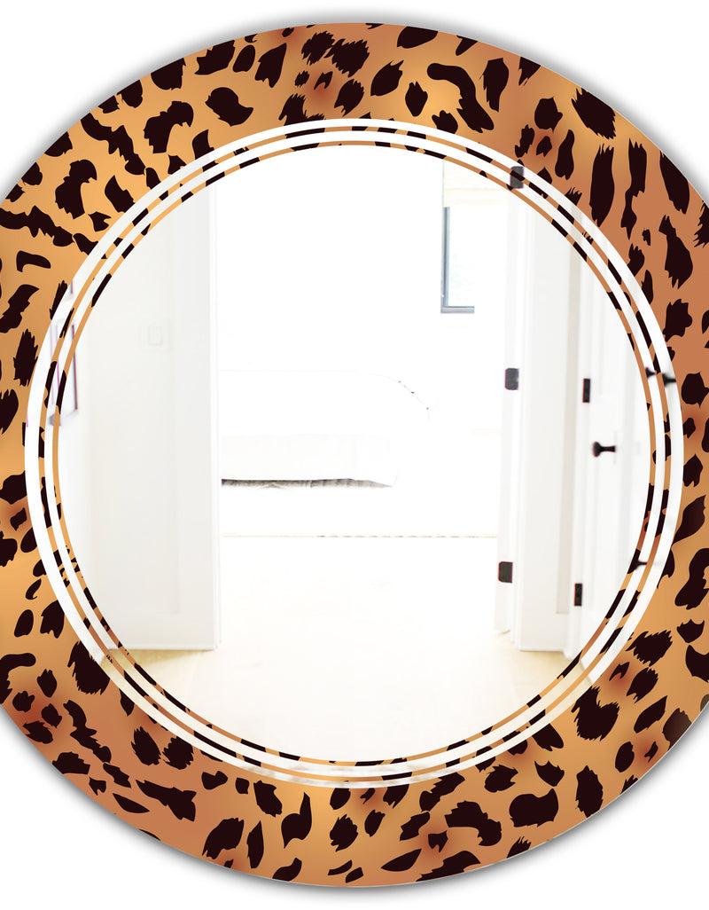 DesignQ Leopard Fur Safari III - Modern Round Or Oval Wall Mirror - Triple C