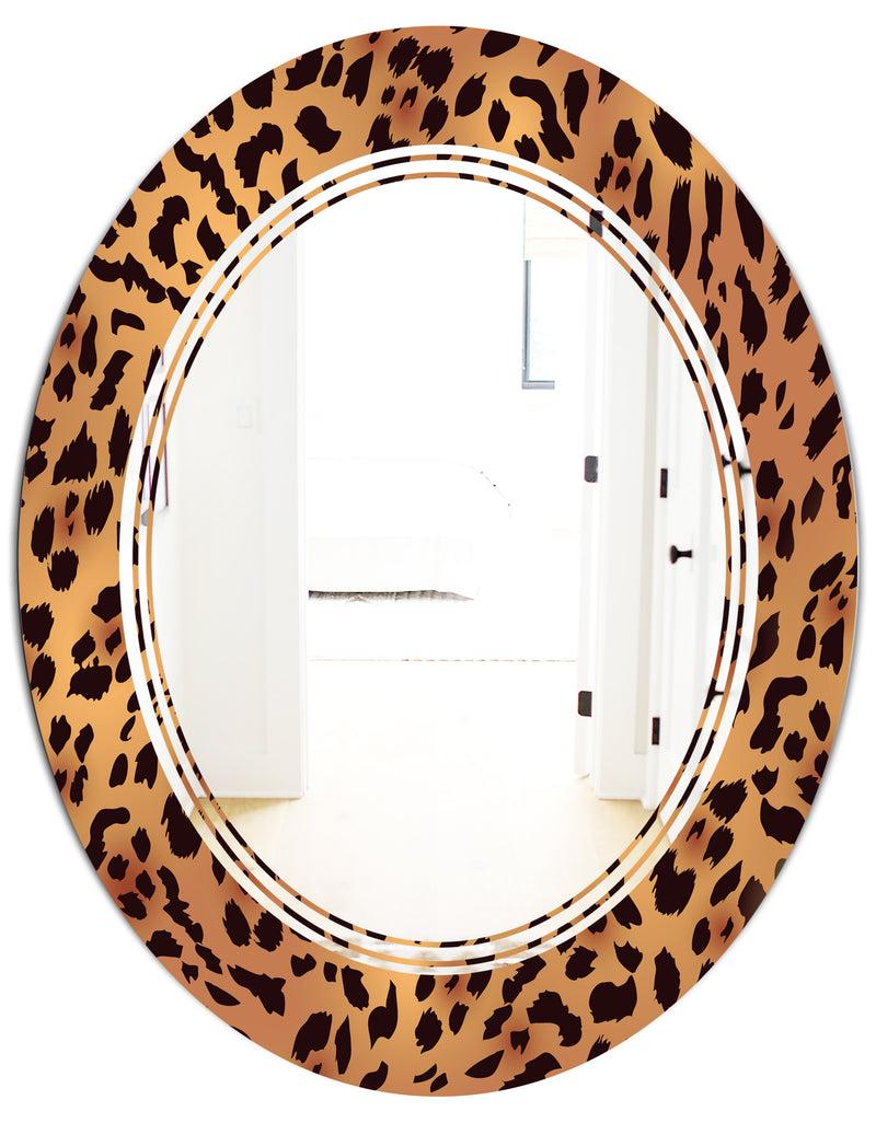 DesignQ Leopard Fur Safari III - Modern Round Or Oval Wall Mirror - Triple C