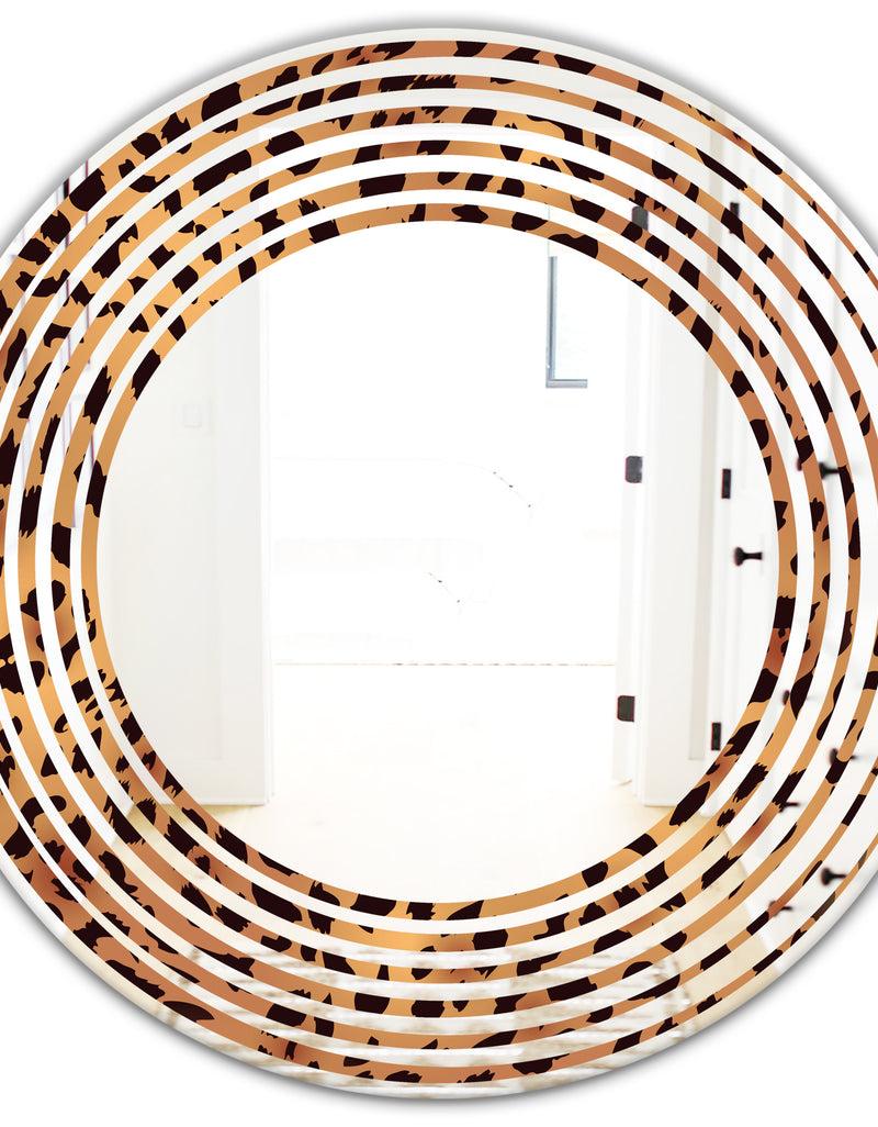DesignQ Leopard Fur Safari III - Modern Round Or Oval Wall Mirror - Wave