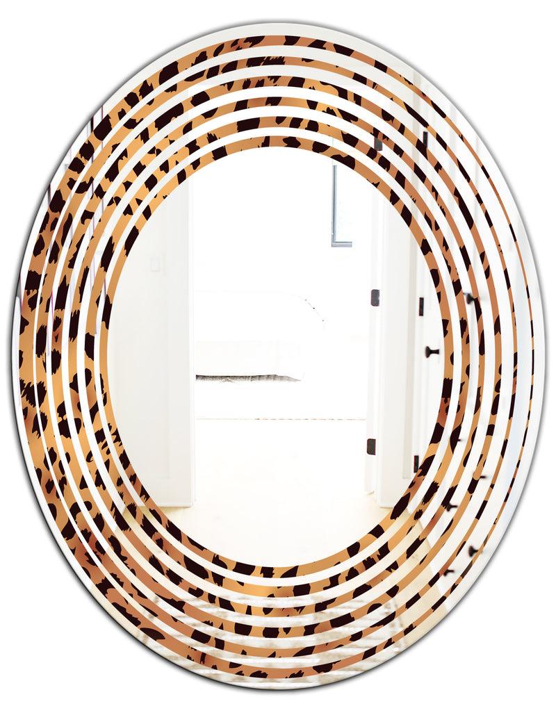 DesignQ Leopard Fur Safari III - Modern Round Or Oval Wall Mirror - Wave