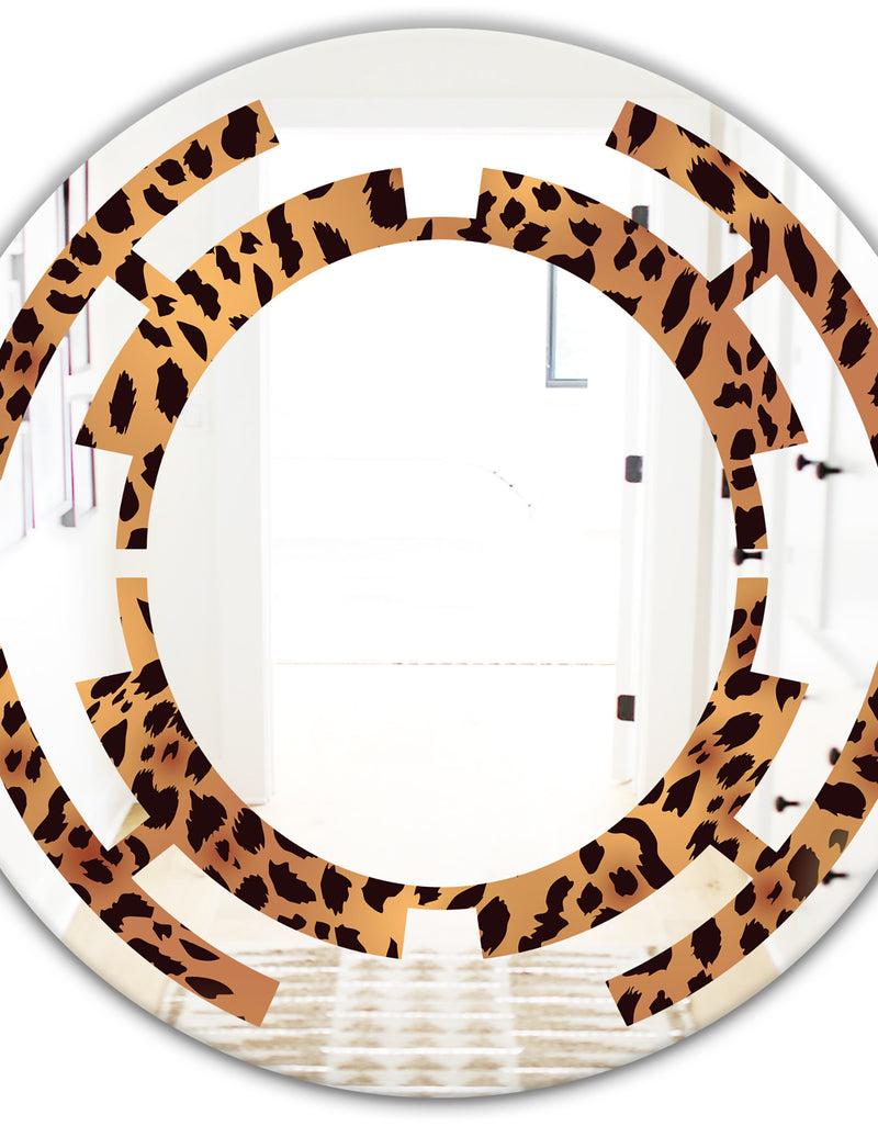DesignQ Leopard Fur Safari III - Modern Round Or Oval Wall Mirror - Space
