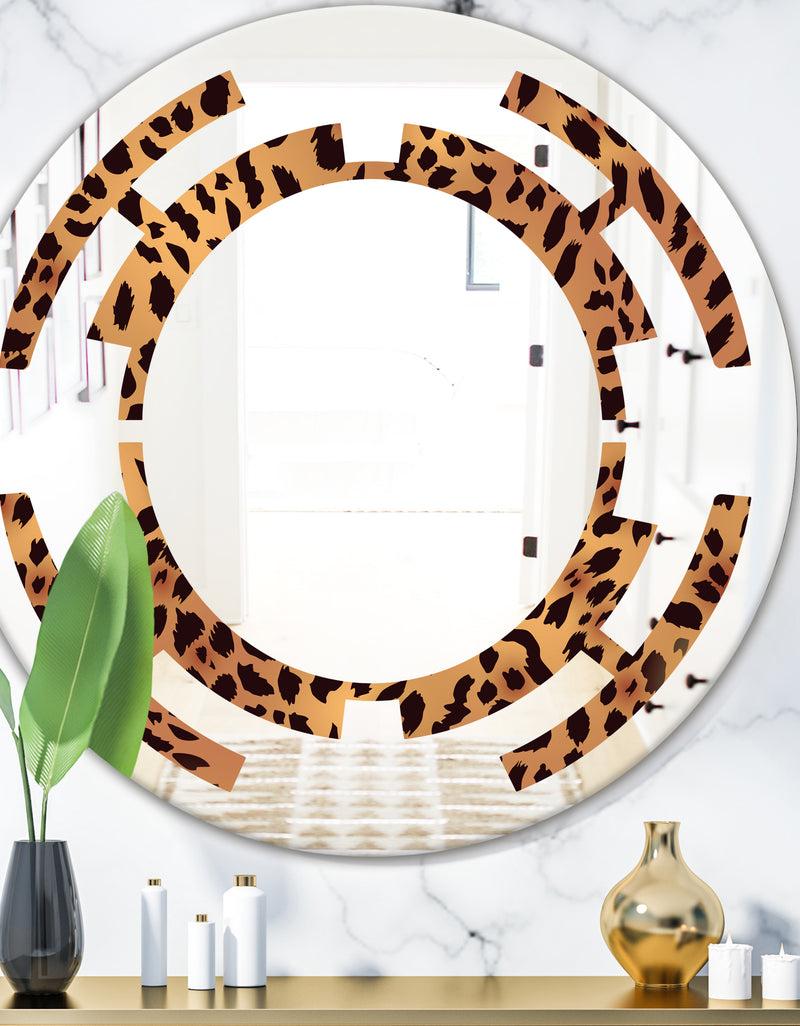 DesignQ Leopard Fur Safari III - Modern Round or Oval Wall Mirror - Space