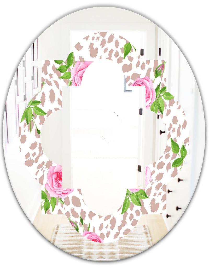 DesignQ Leopard Fur Safari IV - Modern Round Or Oval Wall Mirror - Quatrefoil