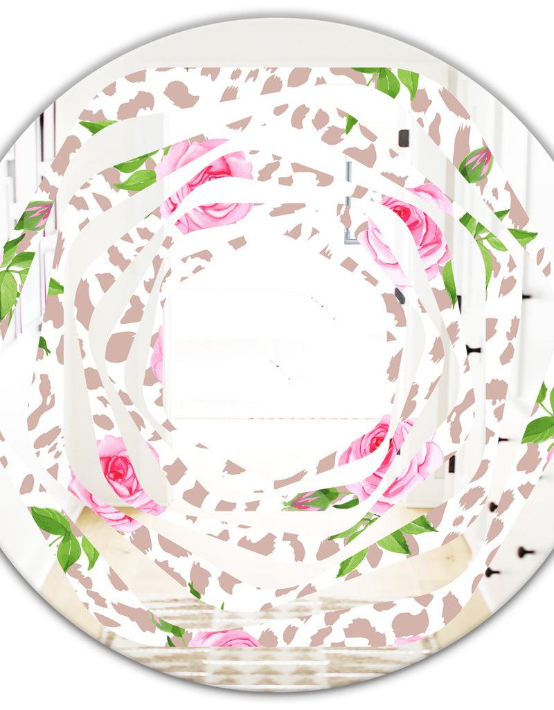 DesignQ Leopard Fur Safari IV - Modern Round Or Oval Wall Mirror - Whirl