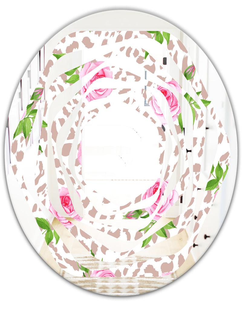 DesignQ Leopard Fur Safari IV - Modern Round Or Oval Wall Mirror - Whirl