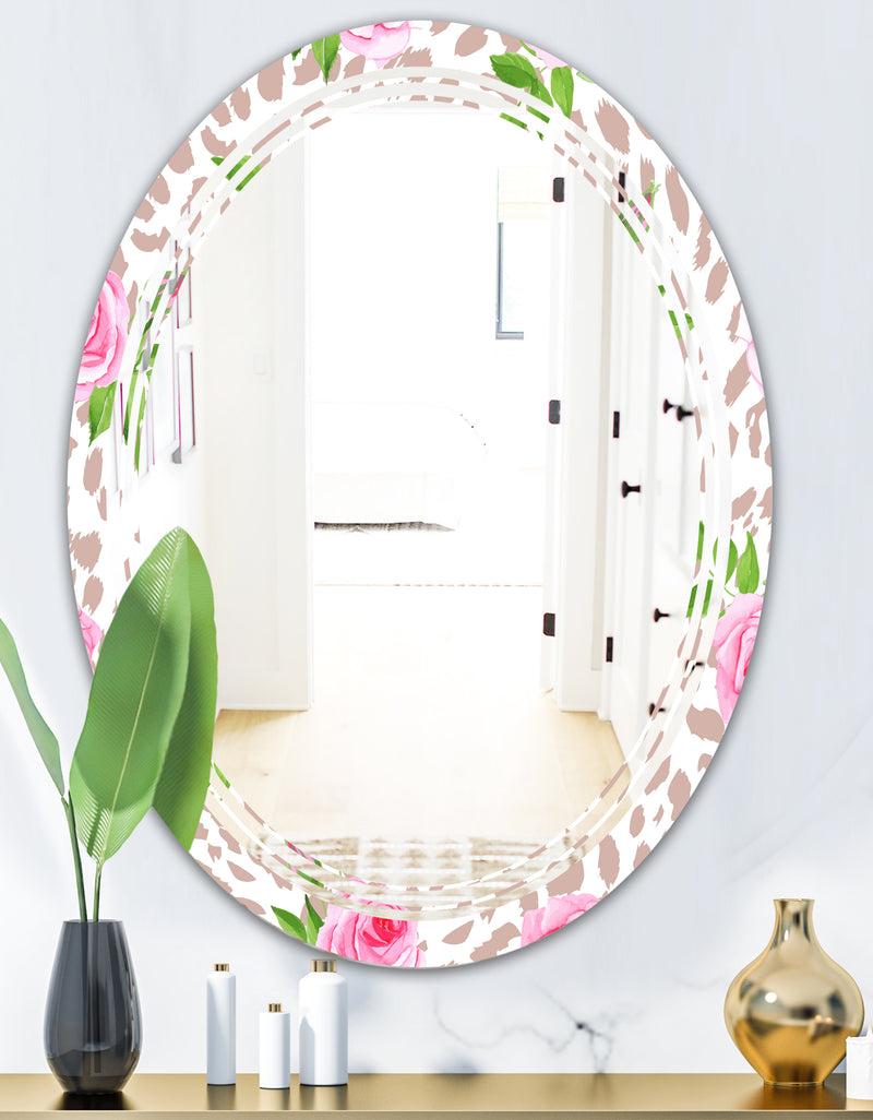 DesignQ Leopard Fur Safari IV - Modern Round Or Oval Wall Mirror - Triple C