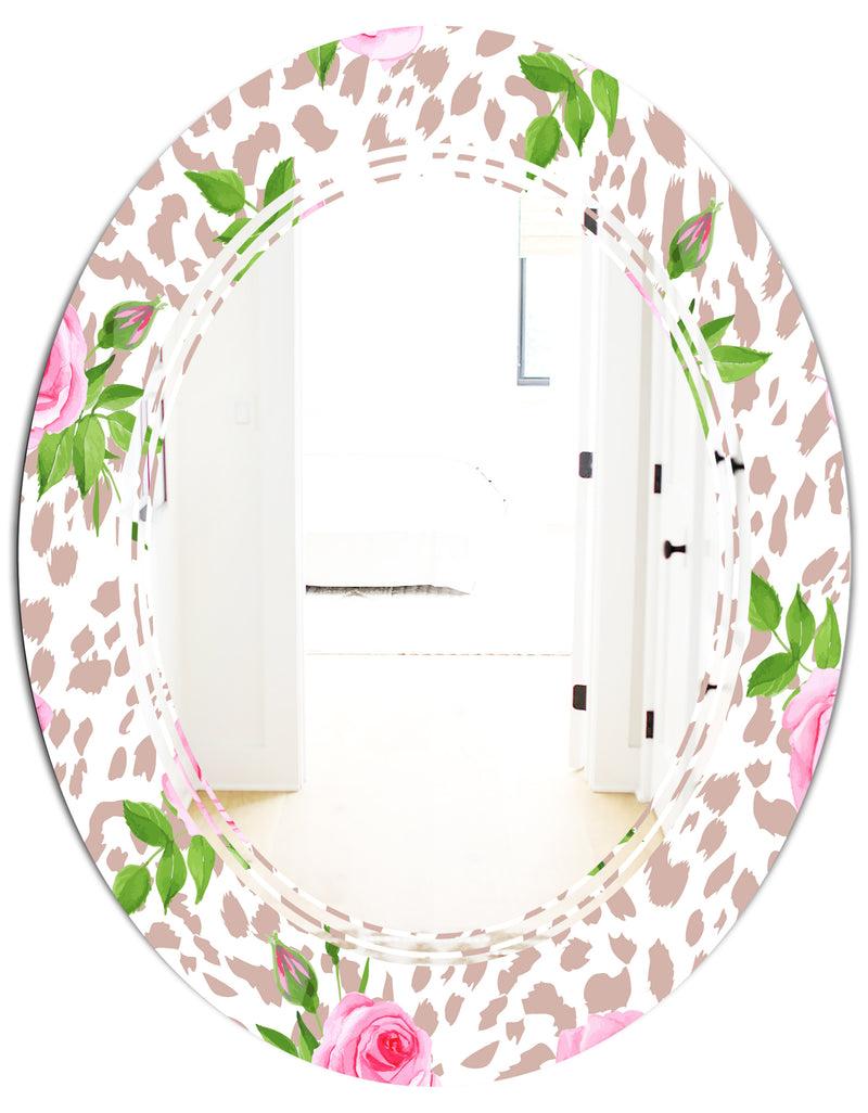 DesignQ Leopard Fur Safari IV - Modern Round Or Oval Wall Mirror - Triple C