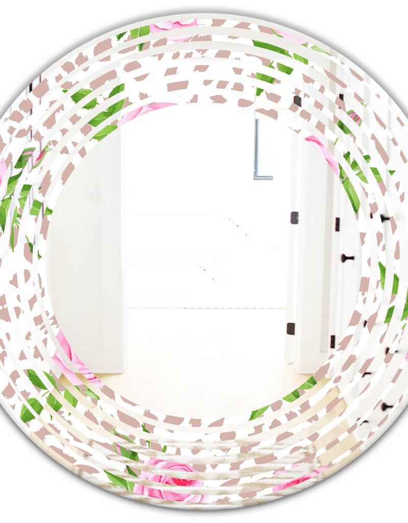 DesignQ Leopard Fur Safari IV - Modern Round Or Oval Wall Mirror - Wave