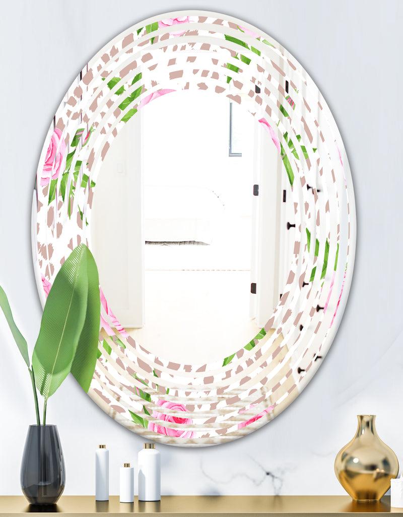 DesignQ Leopard Fur Safari IV - Modern Round Or Oval Wall Mirror - Wave