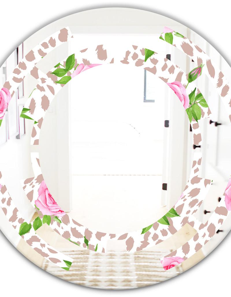 DesignQ Leopard Fur Safari IV - Modern Round Or Oval Wall Mirror - Space