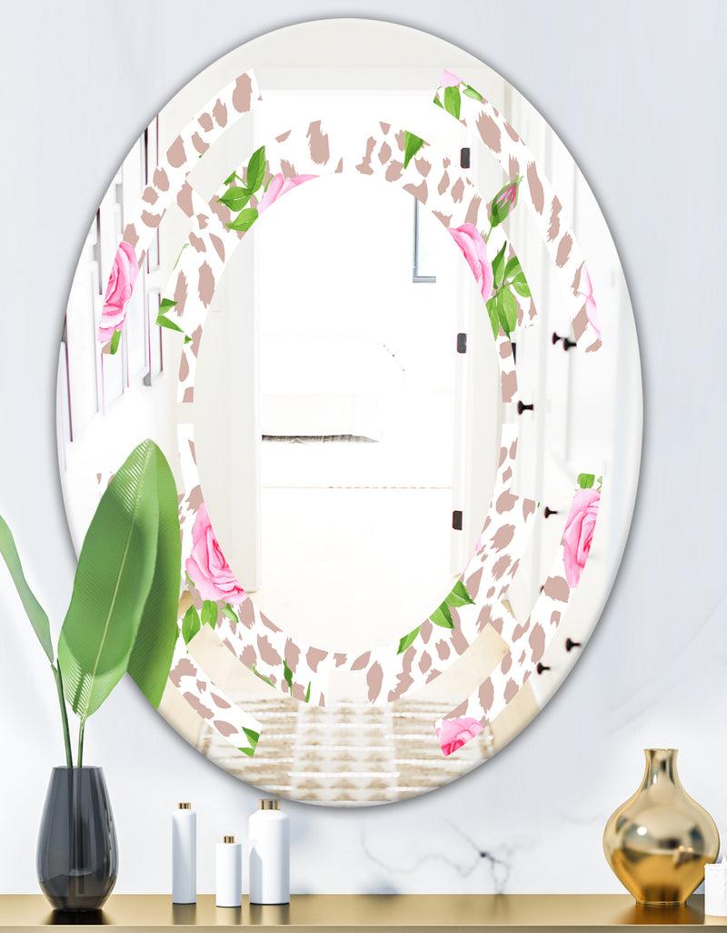 DesignQ Leopard Fur Safari IV - Modern Round Or Oval Wall Mirror - Space