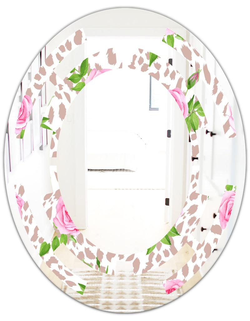 DesignQ Leopard Fur Safari IV - Modern Round Or Oval Wall Mirror - Space