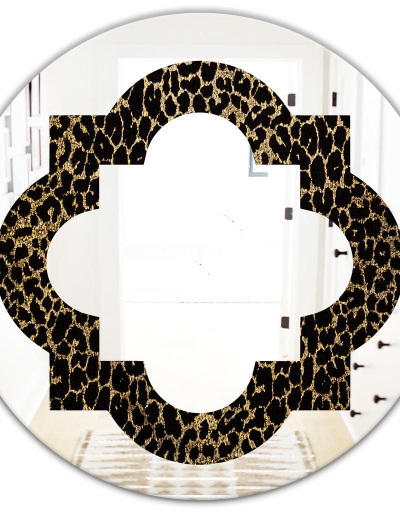 DesignQ Leopard Fur Safari V - Modern Round Or Oval Wall Mirror - Quatrefoil