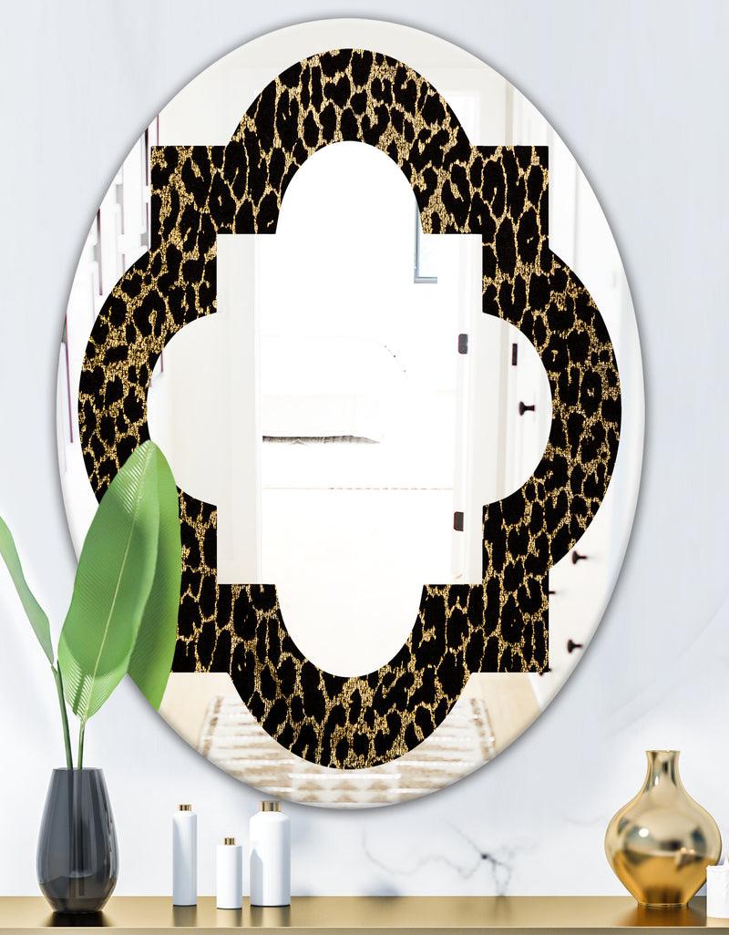 DesignQ Leopard Fur Safari V - Modern Round Or Oval Wall Mirror - Quatrefoil