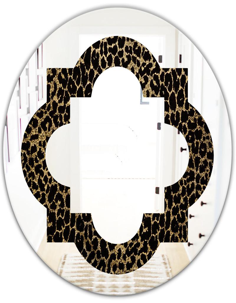 DesignQ Leopard Fur Safari V - Modern Round Or Oval Wall Mirror - Quatrefoil