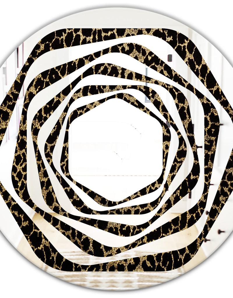 DesignQ Leopard Fur Safari V - Modern Round Or Oval Wall Mirror - Whirl