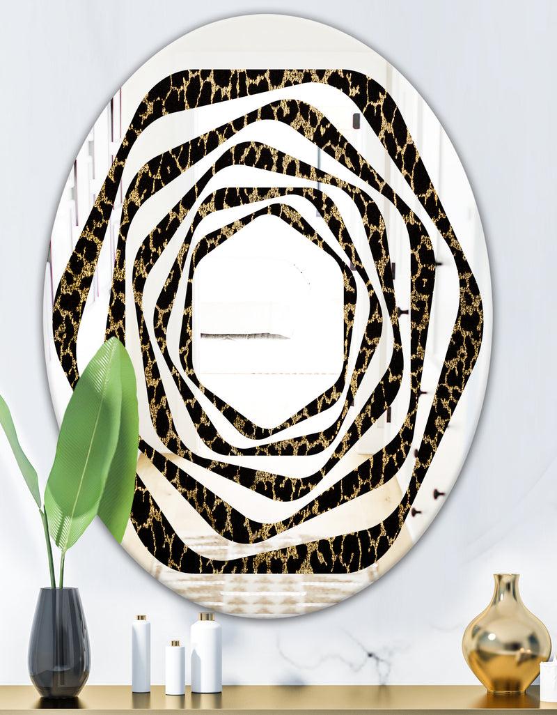 DesignQ Leopard Fur Safari V - Modern Round Or Oval Wall Mirror - Whirl