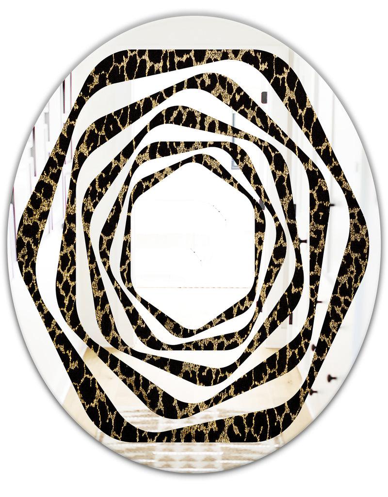 DesignQ Leopard Fur Safari V - Modern Round Or Oval Wall Mirror - Whirl