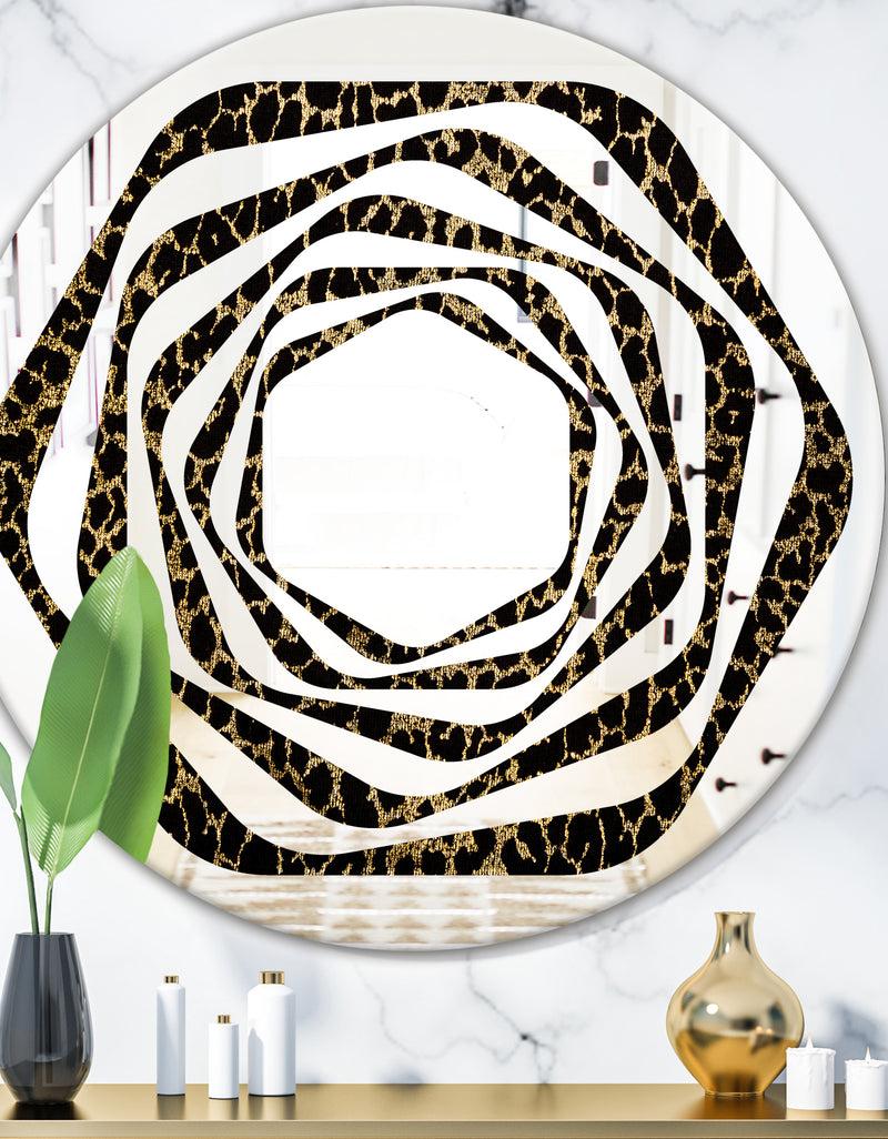 DesignQ Leopard Fur Safari V - Modern Round or Oval Wall Mirror - Whirl